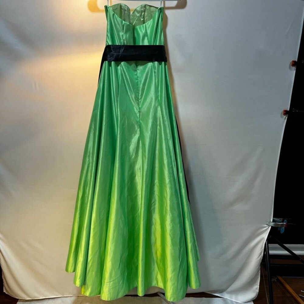 Jessica McClintock Gunne Sax Strapless Satin Ball Gown Lime/Black 5 HOLIDAY - Picture 16 of 16